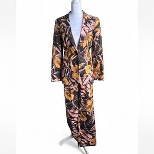 Cache gold and pink floral print dress two-piece sequin dress suit